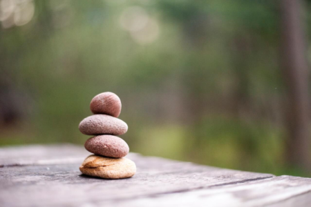 4 perfectly balanced pebbles