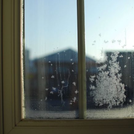 A window view during a winter lockdown in Britain