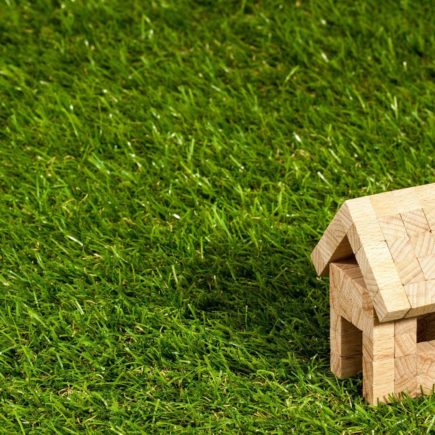 Small model home surrounded by green grass